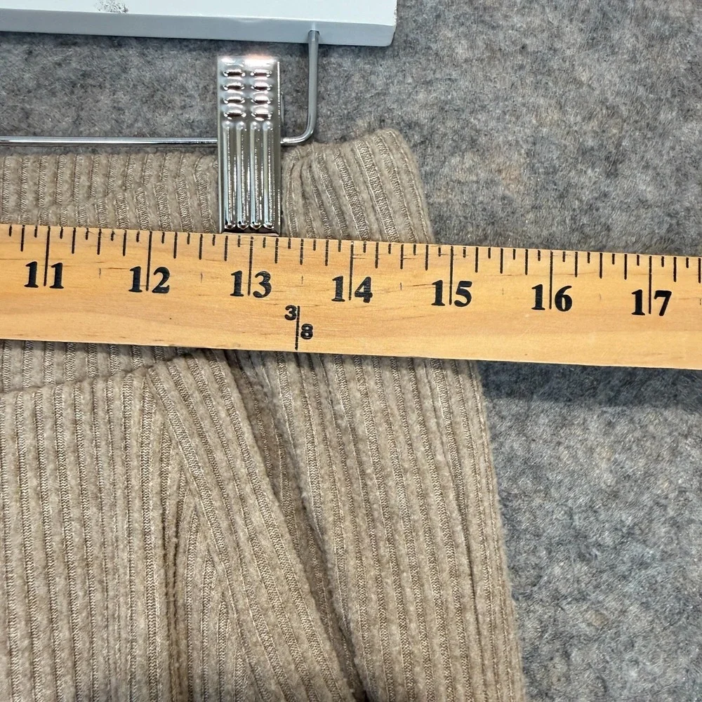 Alo Yoga Muse Ribbed Sweatpants‎ Joggers Womens Medium Gravel Heather Beige Knit